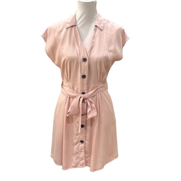 ZARA Join Life Belted Shirt Dress Dusty Pink Blush SZ XS - Picture 1 of 4